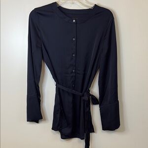 Banana Republic Navy Satin Tunic w Belt